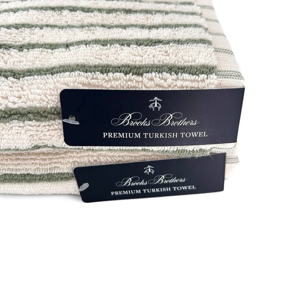 Brooks Brothers 100% Cotton Green Multicolor 4 Pc Turkish Bath Hand Towels NWT